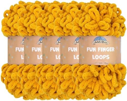 JubileeYarn Fun Finger Loops Yarn - Mustard - 5 Skeins by BambooMN
