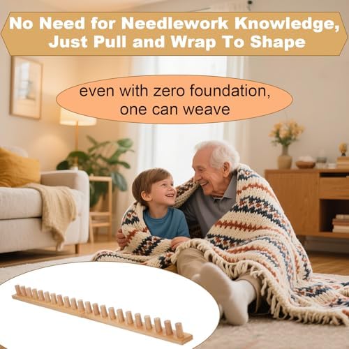 Sienson 73in Chunky Knitting Loom for Blanket Making – Foldable Wood Frame, Portable DIY Hand Knitting Kit for Beginners, Reusable Blanket Loom for Bulky Yarn Crafts & Gifts - Image 6