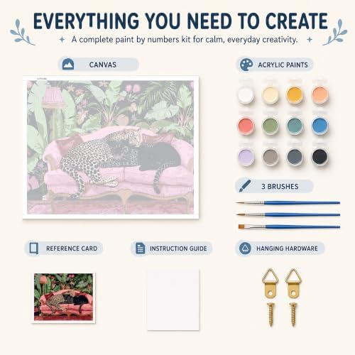 AuraDraw Animal Paint by Numbers Kit for Adults, Leopard Paint by Numbers for Beginner, Paint by Number Canvas Crafts for Beginner Home Decor (Leopard) - Image 2