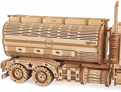 3D Wooden Tank Truck Puzzle, Wood Crafts DIY Assembly Mechanical Truck Model Kits, Wooden STEM Brain Teaser Puzzles, Christmas Birthday Gifts for Adults & Teens - Image 3