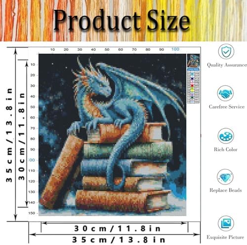 Tiwabb Dragon Book Stamped Cross Stitch Kits for Adults Beginners - Image 4