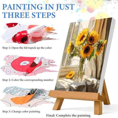 PRASIO Paint by Numbers Kit for Adults Flowers Sunflower Easy Adult Paint by Number Kits DIY Acrylic Watercolor Oil Paint by Number for Adults Beginner for Home Decor Gift 16x20 Inch - Image 4