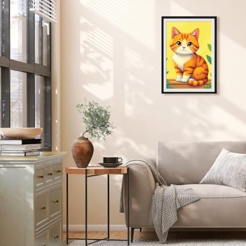 Ginkko Paint by Numbers Kit for Adults Beginner & Kids Ages 8-12 with Wooden Frame Easy Acrylic on Canvas 8x12 inch with Paints and Brushes, Ginger cat(Include Framed) - Image 3