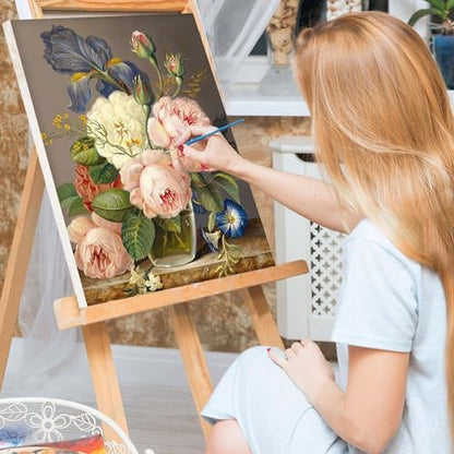 Bowetile Framed Paint by Numbers Kit for Adults Beginner, Flowers Adults' Paint-by-Number Kits on Canvas, Easy Acrylic Number Painting Kits for Home Wall Decor Gifts, 8x12in - Image 3