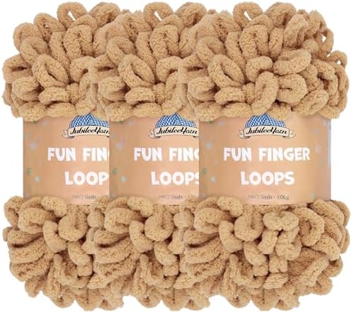 JubileeYarn Fun Finger Loops Yarn - Sand - 3 Skeins by BambooMN