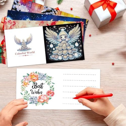 LSQFS Angel Wings Diamond Painting Greeting Cards Kit,with Envelopes - Image 6