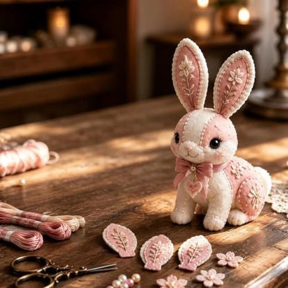 Pink Enchanted Forest DIY Felt Patchwork Kit, 3D Pink Woodland Friends DIY Felt Patchwork Kit, Pastoral Wild Creatures Handicraft Activity, Manual Tailoring Bundle for Beginners Adult (Color L) - Image 4