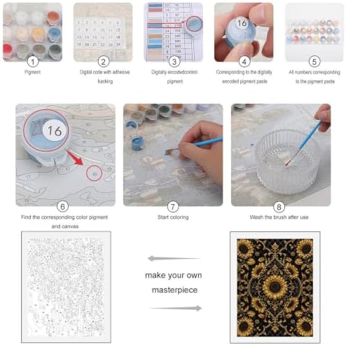 Bozfoxa Paint by Numbers Kit for Adults Beginner Golden Sunflower - Image 3