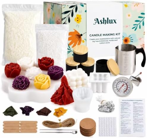 Ashlux Premium Candle Making Kit for Adults, 2lb Soy & Beeswax Flakes Set by Ashlux