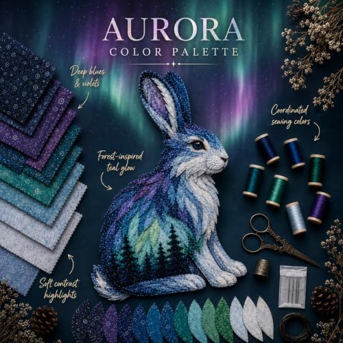 Northern Lights Animal Embroidery Kit DIY Fabric Patchwork Craft Set (R+O) - Image 4