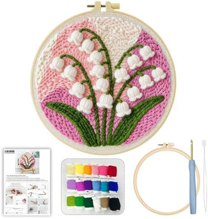 ZuoAnLF Punch Needle Kit for Beginners and Adults, DIY Easy Lily of the Valley Punch Needle Set, Includes Pattern, Tools, Yarn, Embroidery Hoop and Instructions, for Creating Punch Needle Artworks - Image 2