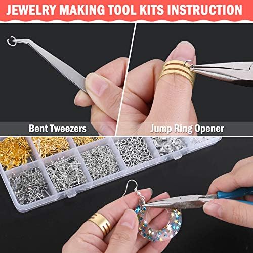 Earring Making Supplies Kit, Caffox 2900pcs Earring Hardware Pieces Repair Parts with Earring Hooks Posts Backs and Jump Rings for Making Earrings Studs and Jewelry Making (Silver & Gold) - Image 6