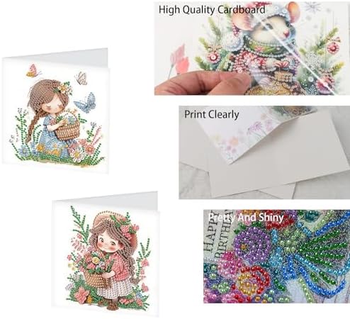 TDFERAN Diamond Painting Blank Cards Set of 6 Greeting Cards Flower Fairy Wedding Greetings Card Birthday Greeting Sympathy Thinking of You Watercolor Happy Holiday Card - Image 4