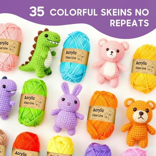 89 PCS Crochet Kit, 35 Colors Acrylic Yarn Skeins and Crochet Accessories - Image 4