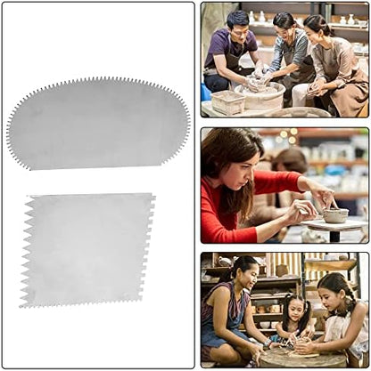 2 Pcs Serrated Scraper Crafts Tool Stainless Steel Pottery Clay Sculpture Scraper Ceramics Clay Sculpting Tools Kit for Sculpting Texturing Modeling - Image 7