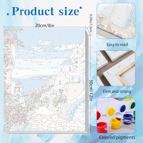 Ycydilirab 4 Pack Framed Paint by Numbers-Seaside Scenery Paint by Number Adult,Landscape Paint by Numbers Framed Canvas with Wooden Easel for Home Wall Decor (8x12 inch) - Image 4