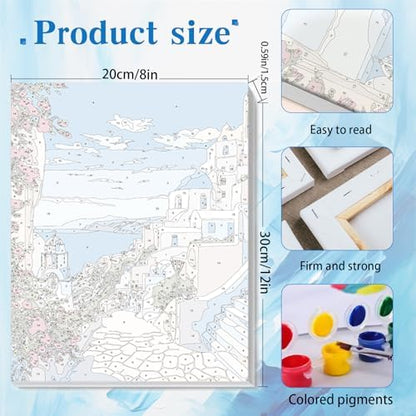 Ycydilirab 4 Pack Framed Paint by Numbers-Seaside Scenery Paint by Number Adult,Landscape Paint by Numbers Framed Canvas with Wooden Easel for Home Wall Decor (8x12 inch) - Image 4