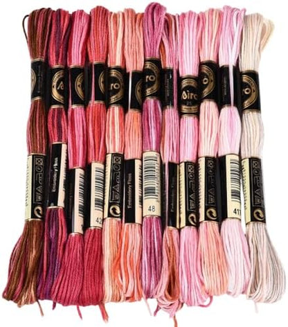 12 Skeins 105 Yards Variegated Cross Stitch Floss Friendship Bracelet String 6 Ply Polyester Colorful Gradient Red Embroidery Thread for Sewing Making Needlecraft Knitting Clothes Stitching by CABODYALS