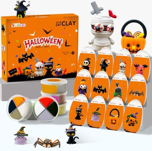 ARTPAR Kids Halloween Air Dry Clay Crafts, 12 Boxes Modeling Clay Kit by ARTPARencourageKidsexplorationartandcrafts