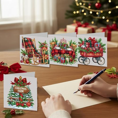 6 Pack 5D DIY Diamond Art Painting Christmas Greeting Card Kit, Diamond Art Birthday Holiday Greeting Card, Crafts Kit Creative with Envelope - Image 4