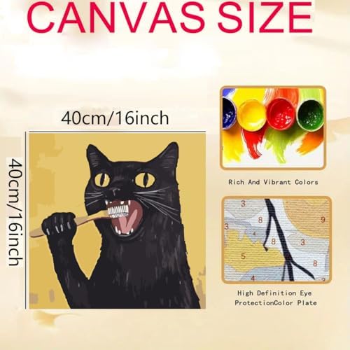 GEMFAMILY Paint by Numbers Kit for Adults Beginners, Animal Cat Adult Paint by Number Kits on Canvas,DIY Black Cat Digital Oil Number Painting Kits for Home Decor 16 X 16 inch - Image 5