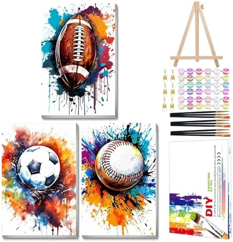 Mandun Ball Paint by Numbers Kit for Adults, 3 Pack, 7.8x11.8 inch by MANDUN
