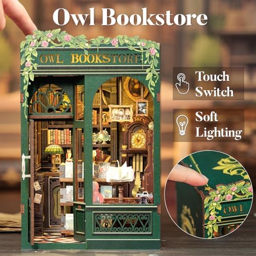 CUTEBEE Book Nook Kit - DIY Miniature House Dollhouse Kit for Adults, Booknook Tiny House Bookshelf Decor 3D Wooden Puzzle, Gifts for Family and Friends (Owl Bookstore) - Image 6