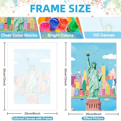 EggSun 6 Pack Framed Paint by Numbers Kit for Adults,Beginners with Wooden Easel,DIY Acrylic Oil Painting Paint by Numbers Kits on Canvas for Home Decor(Scenery-Cityscape,8x12Inch) - Image 3