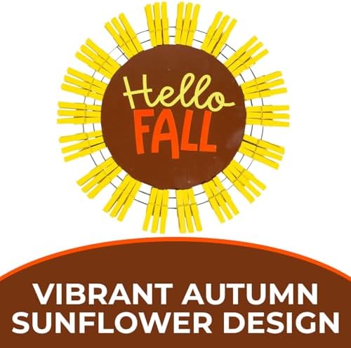 Fun Express Hello Fall Sunflower Clothespin Wreath Craft Kit - Makes 1 - Image 3