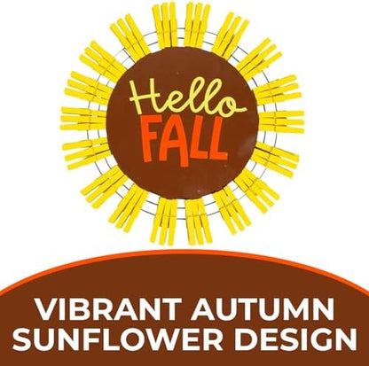Fun Express Hello Fall Sunflower Clothespin Wreath Craft Kit - Makes 1 - Image 3