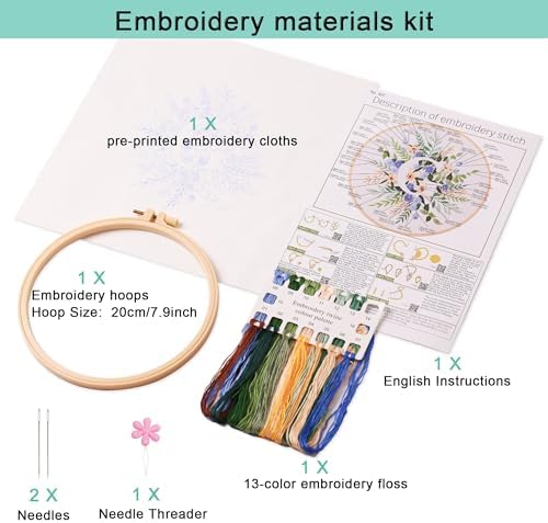 Harimau Letter G Pattern Embroidery Kit for Adult Beginners, Complete Starter Pack with 1 Hoop, Needles, Instruction Guide & Embroidery Stitch Video Tutorials - Image 2