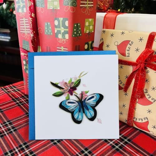 Quilling Cards, handmade card, quilled cards with Dedicated Paper, quilling birthday cards for women or all occasions: Mother's day, Greeting card, Birthday... daisy bouquet (Flowers with dragonfly) (Butter fly) - Image 7