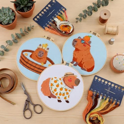 Mindsoft 3 Set Needlepoint Kit for Beginners with Hoop,Capybara - Image 5