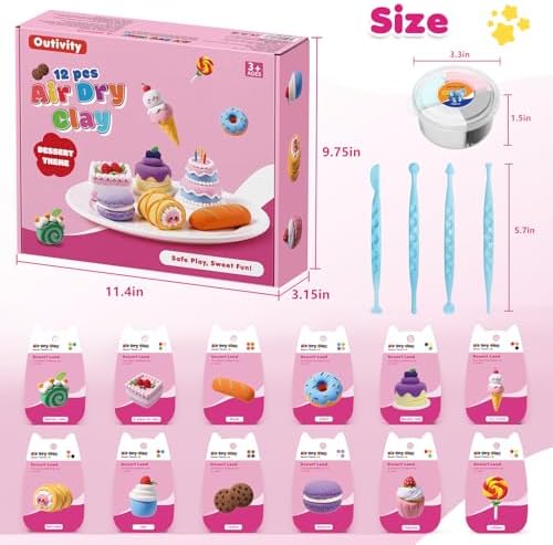Air Dry Clay Kit for Kids Dessert Craft Set 12 Colors - Image 2