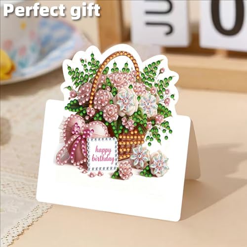 6 Packs Birthday DIY Diamond Art Greeting Cards with Envelopes Special Shaped 3D Fold Rhinestone Painting Card Handmade Gem Dots Art Kit for Beginner Adult Birthday Holiday Blessing Gift - Image 6