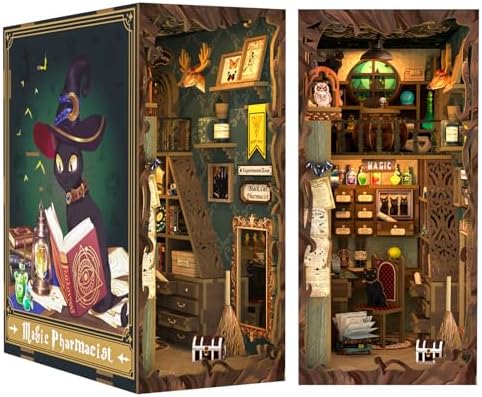 CUTEBEE Book Nook Kit - DIY Miniature House Dollhouse Kit for Adults and Teens, 3D Wooden Puzzle Booknook Build Bookshelf Decor, Gifts for Family and Friends (Magic Pharmacist) by CUTEBEE