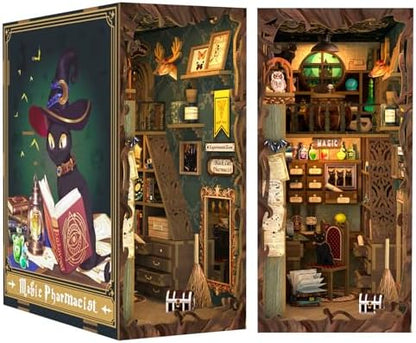CUTEBEE Book Nook Kit - DIY Miniature House Dollhouse Kit for Adults and Teens, 3D Wooden Puzzle Booknook Build Bookshelf Decor, Gifts for Family and Friends (Magic Pharmacist) by CUTEBEE