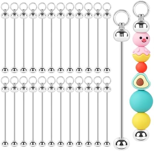 30 Pack Beadable Keychain Bars DIY Blank Beadable Keychains by Unknown