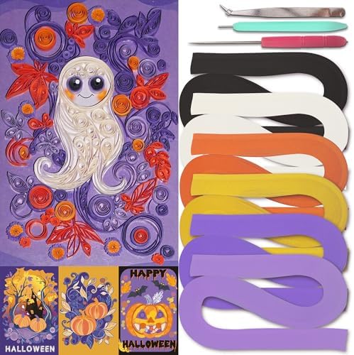 Halandar Paper Quilling Tool Set with 6 Color 5mm Quilling Strips & 4 Cards by Halandar