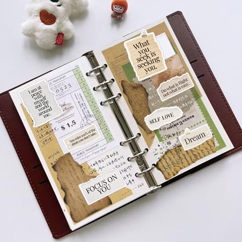 365 PCS Scrapbook Stickers Junk Journal - Old Handwritten Notes & Inspiring Quotes Torn Edge Retro Collage Stickers for Scrapbooking Journaling Home Decor Retro Enthusiasts - Image 4