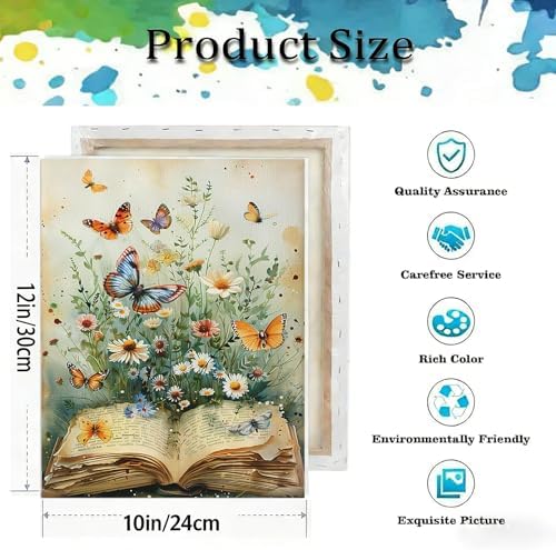 TCDZMYGS Book Paint by Numbers Kit for Adults Beginner,Daisy Butterfly Adult Paint by Number Kits on Canvas with Frame,DIY Acrylic Oil Painting by Numbers Kits for Home Wall Decor 10x12 inch - Image 5