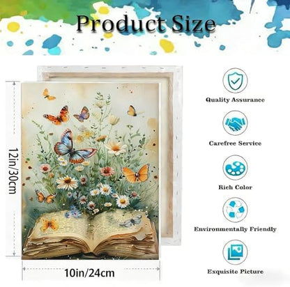 TCDZMYGS Book Paint by Numbers Kit for Adults Beginner,Daisy Butterfly Adult Paint by Number Kits on Canvas with Frame,DIY Acrylic Oil Painting by Numbers Kits for Home Wall Decor 10x12 inch - Image 5