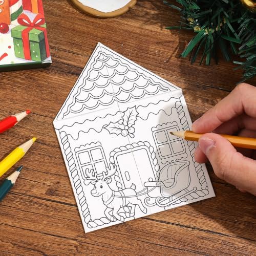 VYRANA Christmas DIY Coloring Greeting Cards, 20Pcs Holiday Blank Art Paper Cards for Kids Adults, Festive Xmas Party Craft Supplies, Gift Ideas for Mom, Friends, Thank You & Greeting Card Collection - Image 2