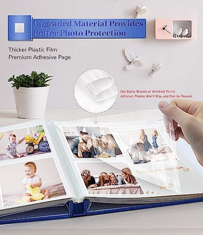 Artfeel Photo Album Self Adhesive Scrapbook Album for 3x5 4x6 5x7 8x10 Pictures,120 Pages Linen Cover with Display Window DIY Photo Book,Ideal Gifts for Family Travel Wedding Baby - Image 3