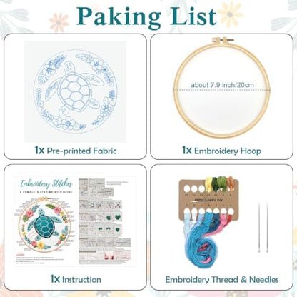 Louise Maelys Sea Turtle Embroidery Kit for Beginners, Ocean DIY Craft - Image 5