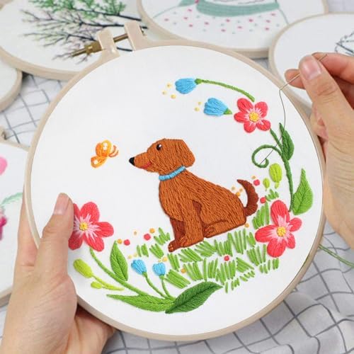 Louise Maelys Floral Dog Embroidery Kit for Beginners Handmade Gift - Image 3