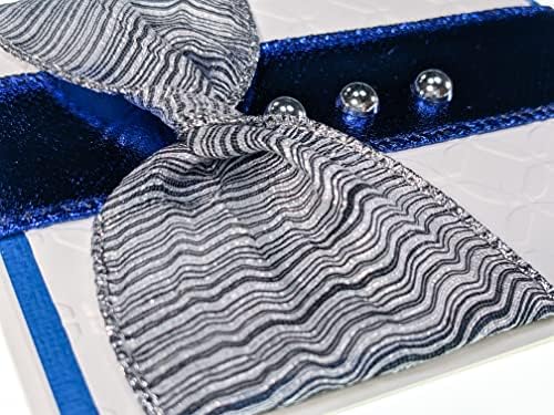DIY Greeting Card Kit - Ribbon Cards - Handmade DIY Card Kits - Card Making Kit, Thank You & Birthday Cards - Card Kit for 10 Project Card (Platinum & Royal Blue) - Image 2