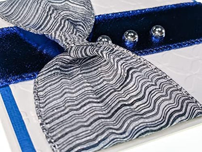 DIY Greeting Card Kit - Ribbon Cards - Handmade DIY Card Kits - Card Making Kit, Thank You & Birthday Cards - Card Kit for 10 Project Card (Platinum & Royal Blue) - Image 2