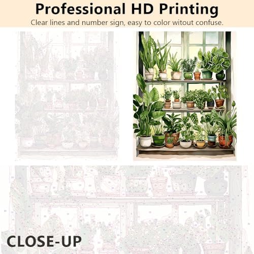 TUMOVO Green Plant Paint by Numbers Kit for Adults Beginner Potted Oil Painting Adult Paint by Number Kits on Canvas Botanic DIY Acrylic Painting Art Crafts for Gifts Home Wall 16"x20"(Frameless) - Image 3