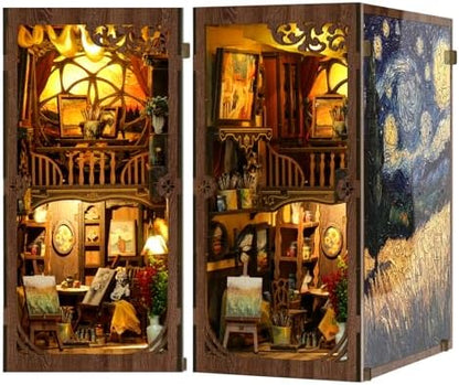 Book Nook Kit - DIY Miniature House Kit 3D Wooden Doll House DIY Book Nook Kits for Adults Creative Gift for Teens and Friends - Image 4